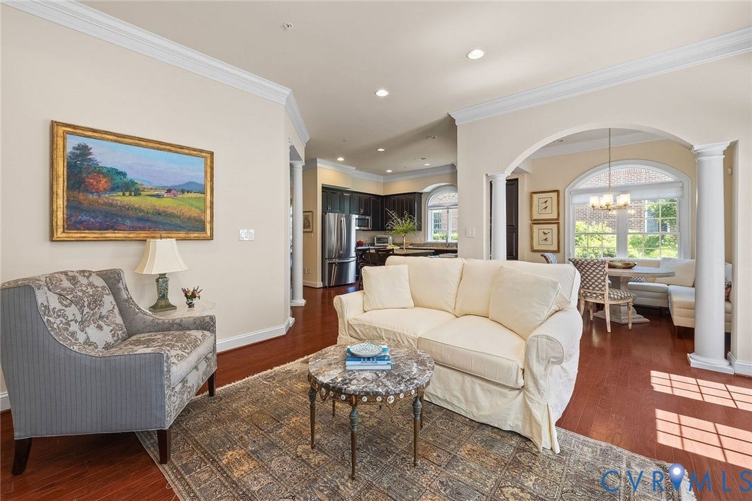 View from Family Room to Kitchen, and Breakfast/Morning Room.