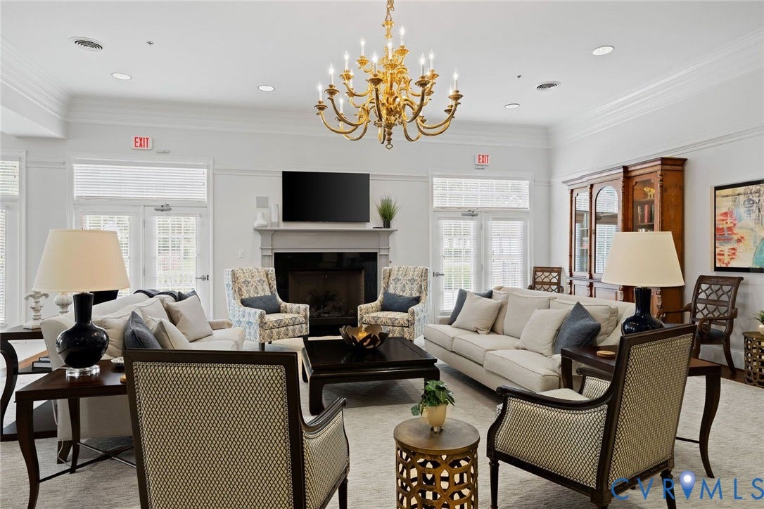 Clubhouse Activity Room, Fireplace.