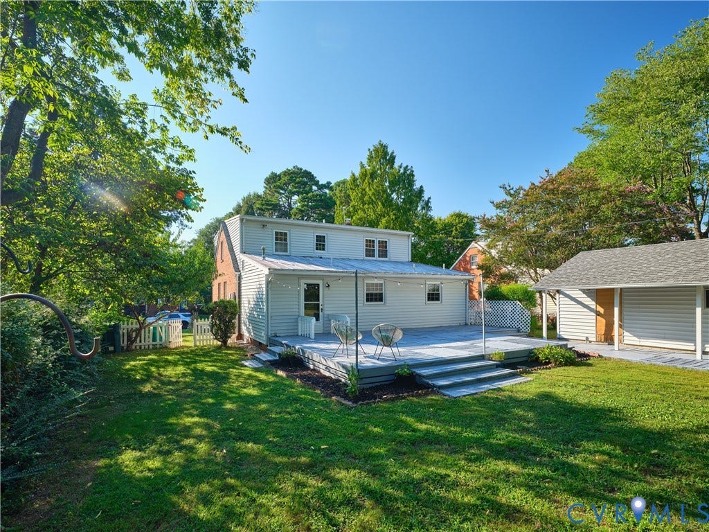 1311 Santa Rosa Road, Henrico, VA 23229 Peach tree, crape myrtles and a redbud make this yard sing.
