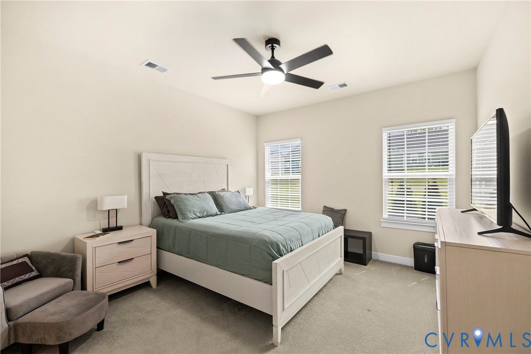 11319 Vulcan Lane, Bermuda, Chester, VA 23831 Carpeted room with vaulted ceiling and two windows