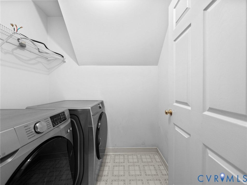 12000 Glen Kilchurn Drive, Chesterfield, VA 23838 Dedicated laundry area with a wire shelf and patterned flooring