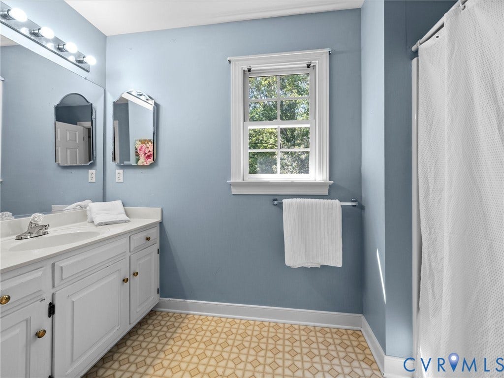 12000 Glen Kilchurn Drive, Chesterfield, VA 23838 Vanity with integrated sink, chrome faucet, and white cabinetry