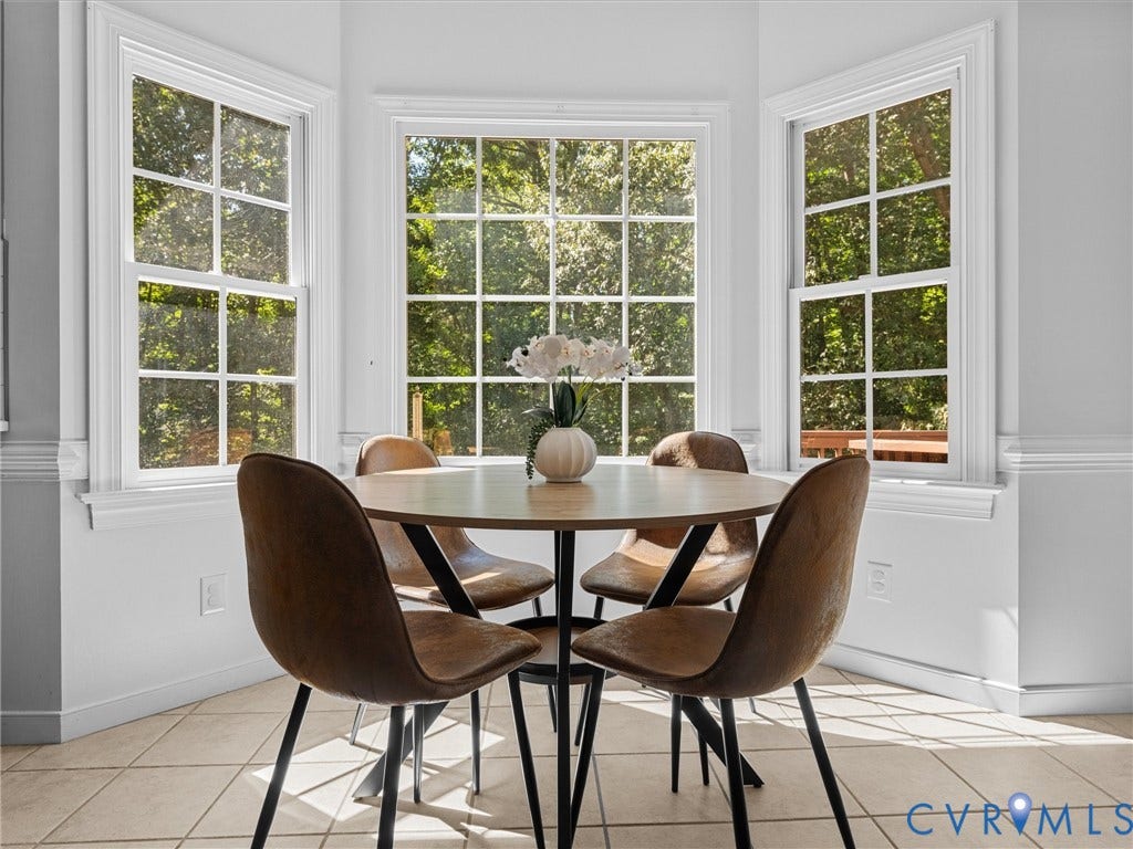 12000 Glen Kilchurn Drive, Chesterfield, VA 23838 Bay window with multiple pane windows, crown molding, chair rail molding, and tile flooring