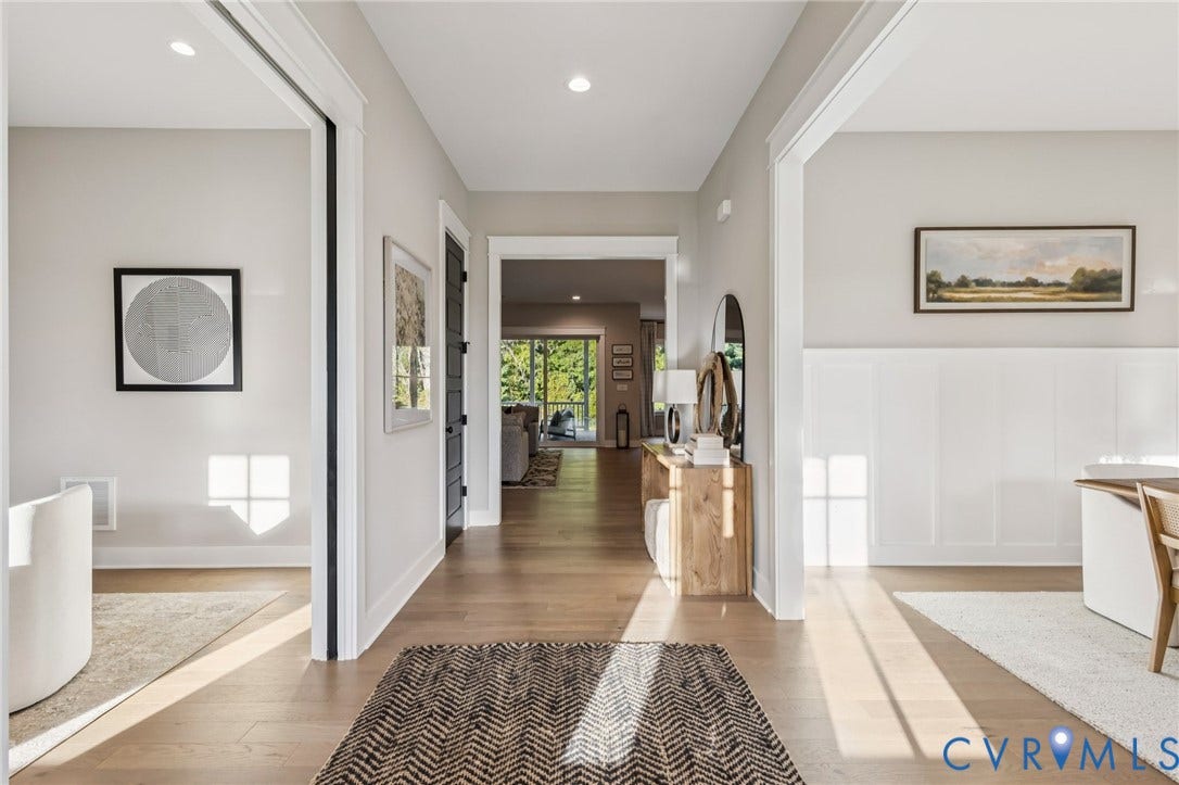 Lot 5 Olivet Church Road, Olivet Church Estates, New Kent, VA 23124 Bright hallway with wood-finish flooring, recessed ceiling lighting, and wainscoting detail