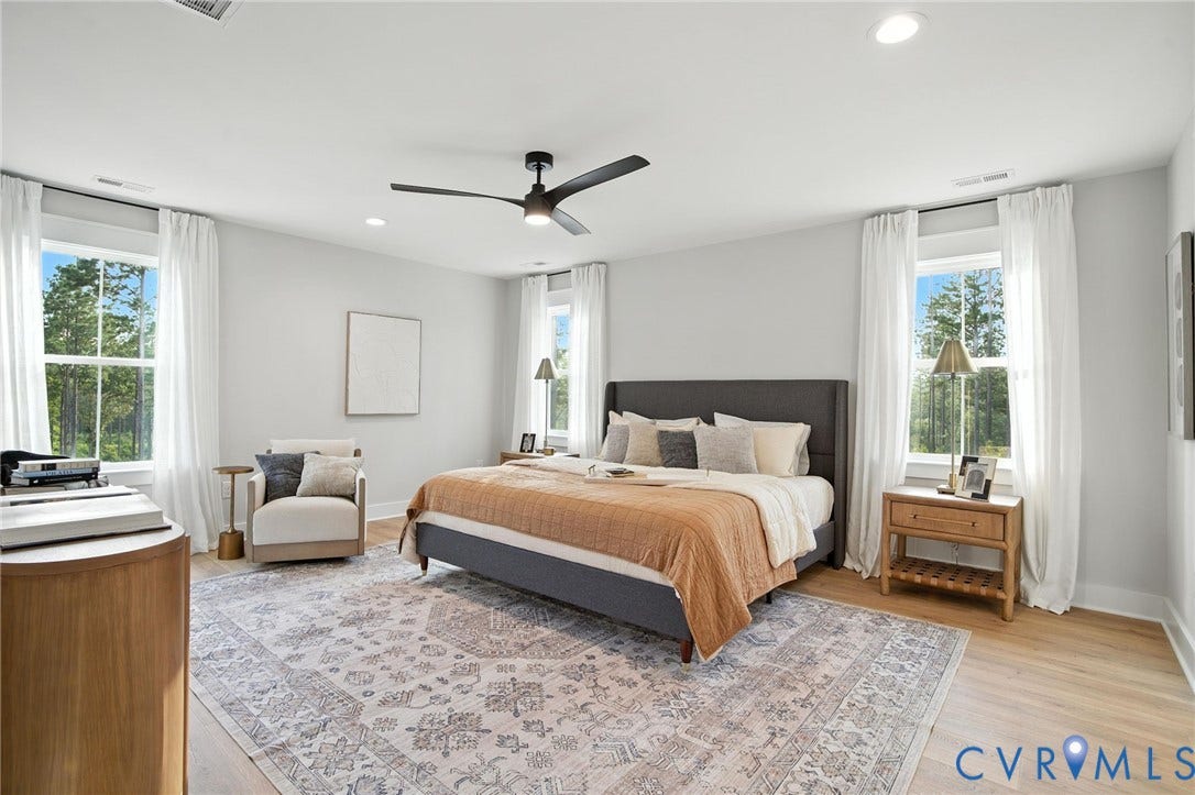 Lot 1 Needlewood Court, Olivet Church Estates, New Kent, VA 23124 Light wood-finish flooring with recessed ceiling lights and a contemporary ceiling fan