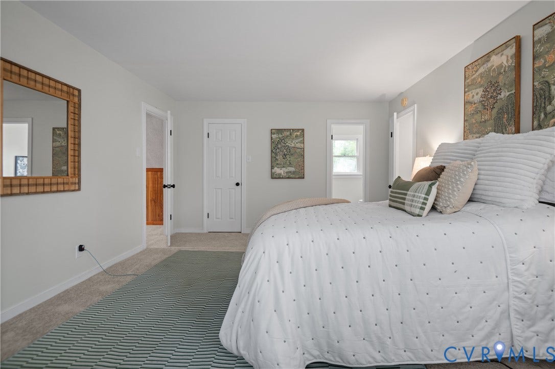 4525 Old Mesa Drive, North Chesterfield, VA 23237 Neutral wall paint, light-toned carpeting, white interior doors, and a window providing natural light