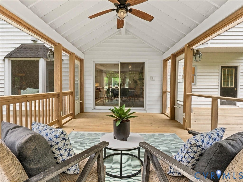 1700 Tigers Road, Manakin Sabot, VA 23103 Charming screened porch off the dining area overlooks the pool on one side and leads to a deck on the other.