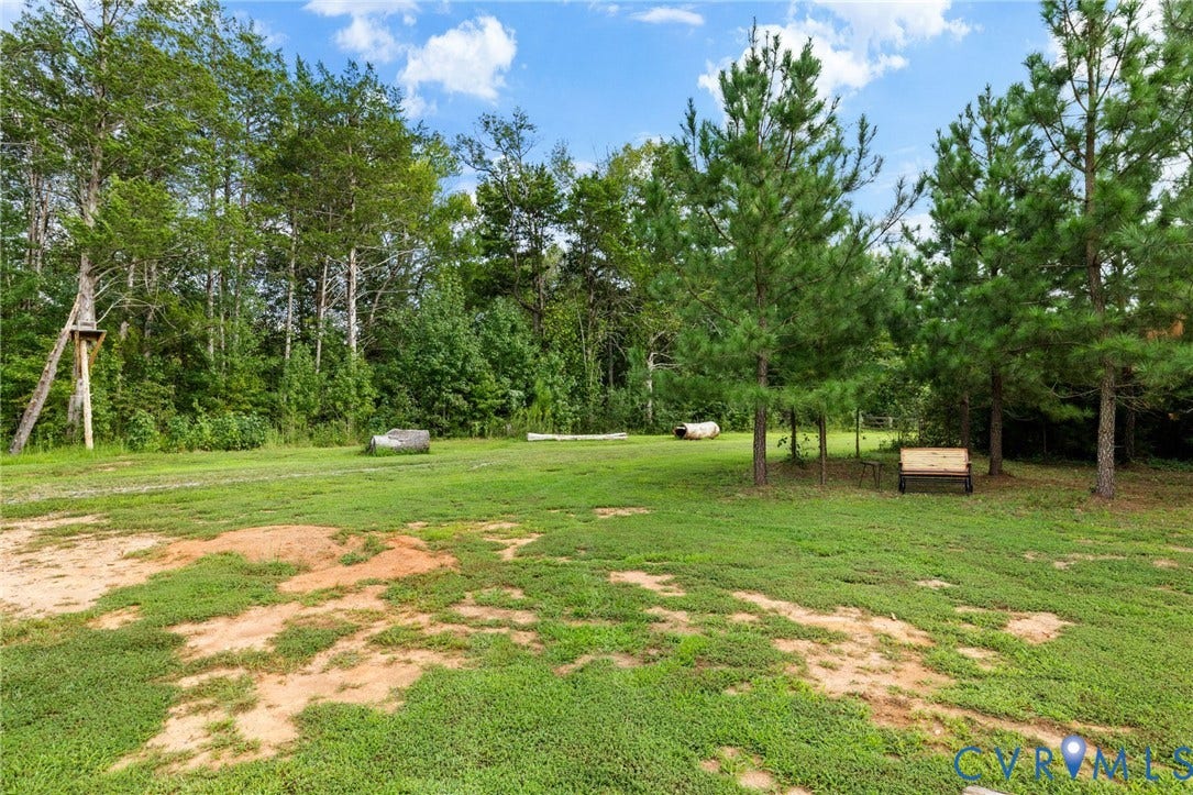 2927 Poorhouse Road, 522 Corridor, Goochland, VA 23063 Expansive green lawn with mature trees and a wooded perimeter
