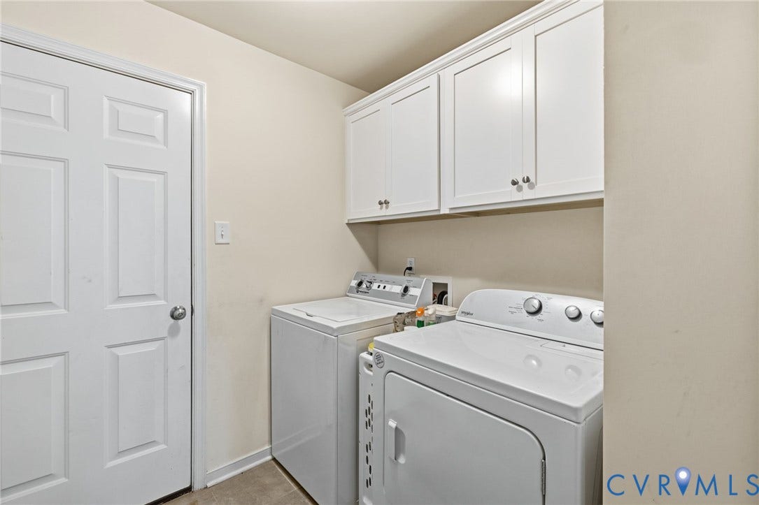 2927 Poorhouse Road, 522 Corridor, Goochland, VA 23063 Laundry area featuring white cabinetry and panel door