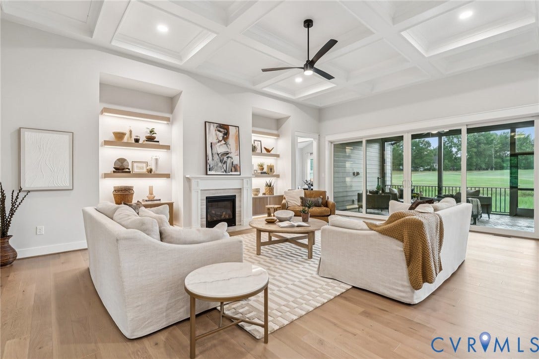 Lot 2 Needlewood Court, Olivet Church Estates, New Kent, VA 23124 Coffered ceiling with recessed lighting and a ceiling fan