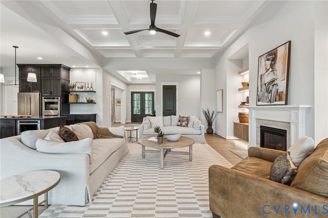 Lot 2 Needlewood Court, Olivet Church Estates, New Kent, VA 23124 Coffered ceiling with recessed lighting and a ceiling fan