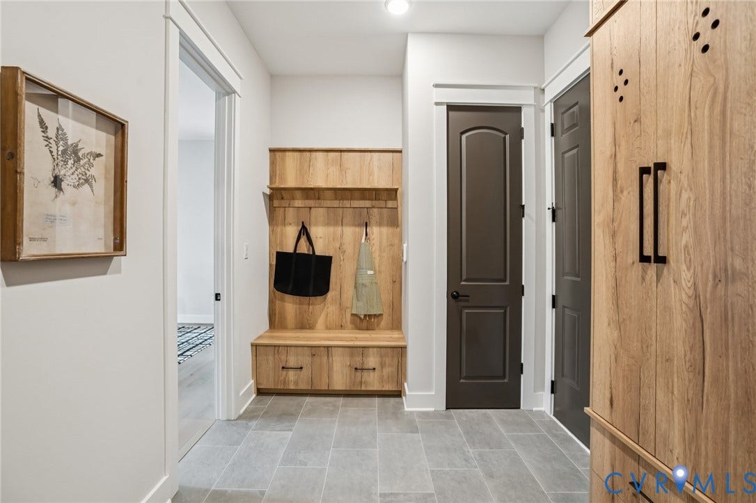 Lot 2 Needlewood Court, Olivet Church Estates, New Kent, VA 23124 Built-in wood-finish hall tree with storage bench and hooks