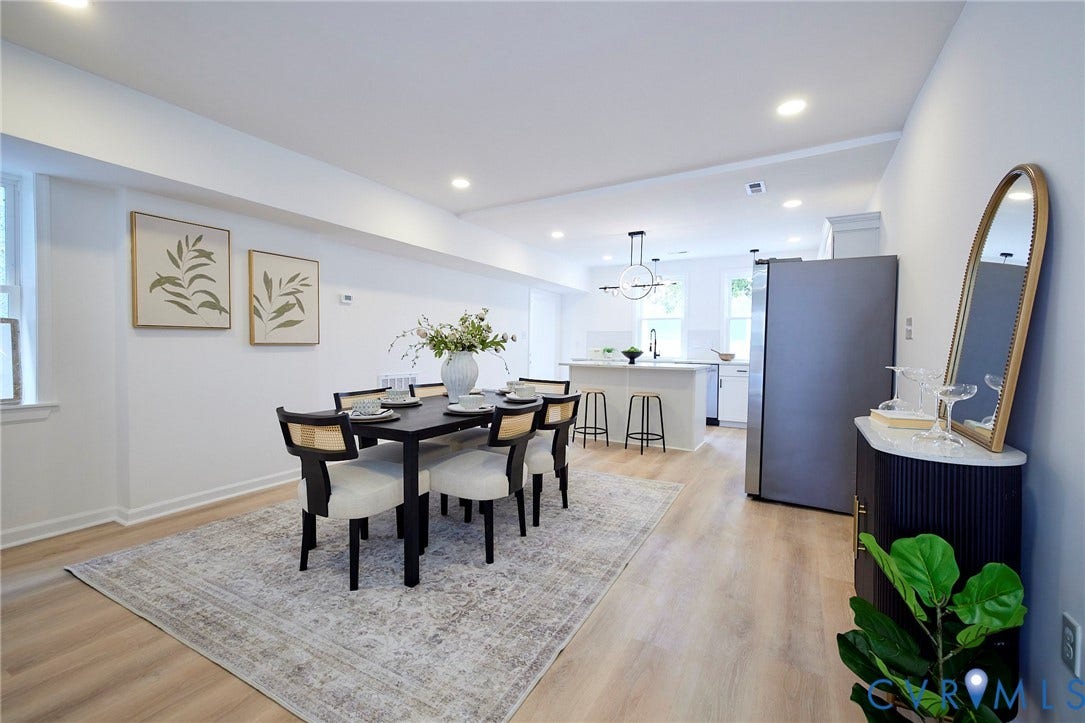3103 Q St, Church Hill, Richmond, VA 23223 Recessed ceiling lights illuminate the spacious interior with light wood-finish flooring
