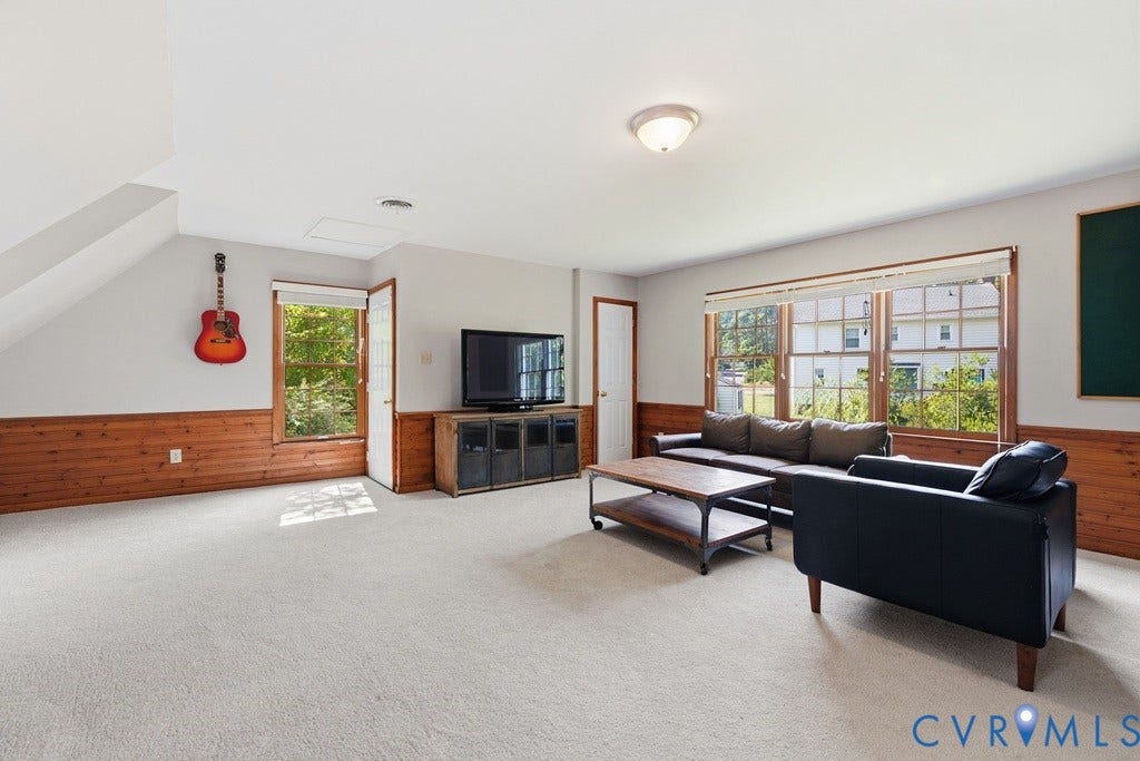 2416 Mountainbrook Drive, Crown Grant, Henrico, VA 23233 OPTIONAL 5th BEDROOM, Spacious room featuring light-toned carpeting, wood paneling, and multiple windows