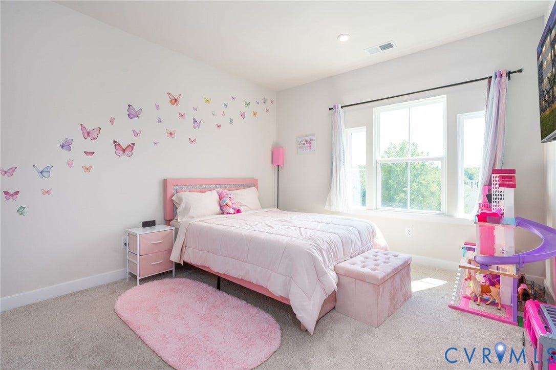 8045 Lake Laurel Lane, #B, Laurel Oak Condos, Glen Allen, VA 23060 Recessed ceiling lighting, multiple large windows, wall-to-wall carpeting, and painted walls