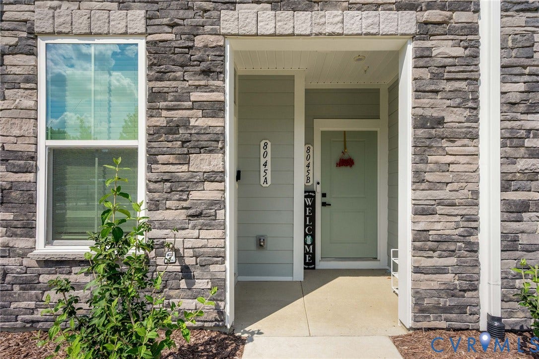 8045 Lake Laurel Lane, #B, Laurel Oak Condos, Glen Allen, VA 23060 Stone veneer exterior with a covered entry