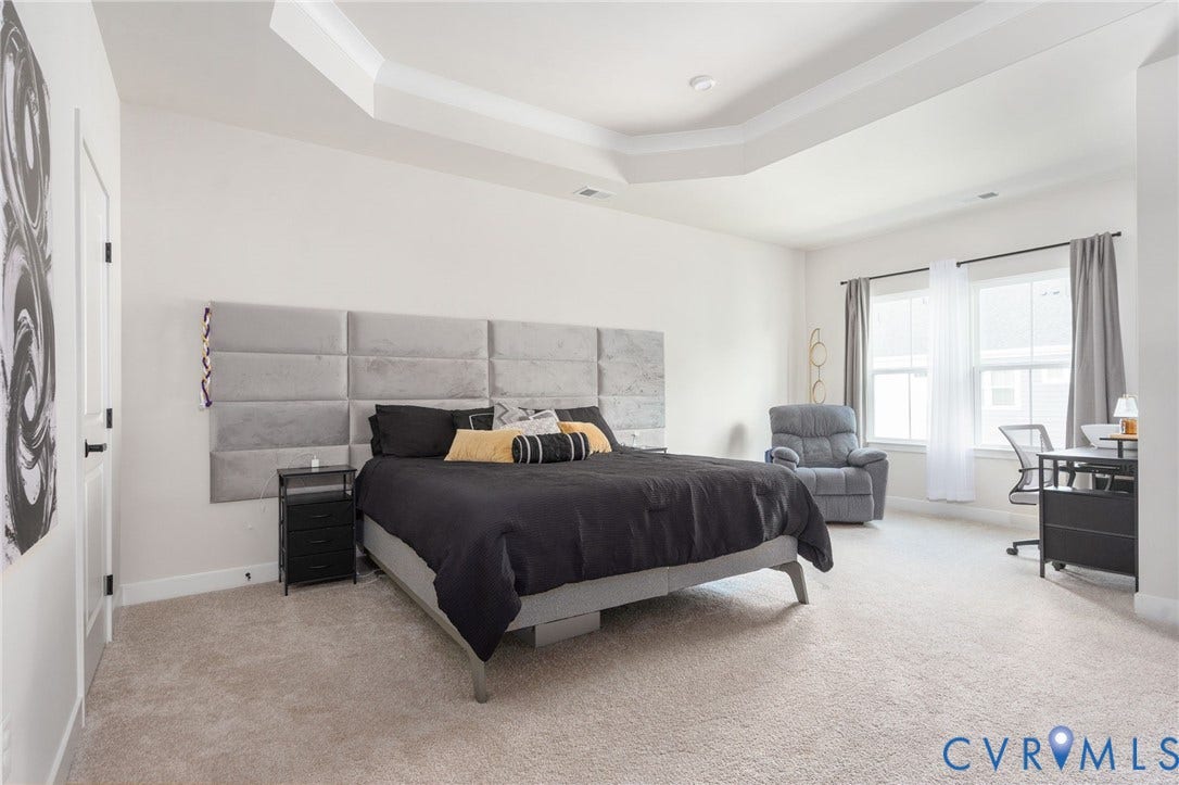 8045 Lake Laurel Lane, #B, Laurel Oak Condos, Glen Allen, VA 23060 Recessed lighting, tray ceiling, twin windows, and neutral carpeting
