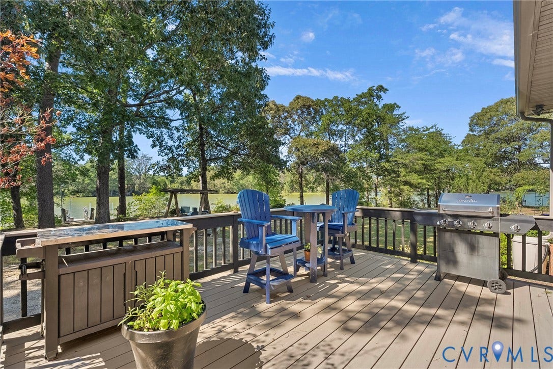447 Tranquility Road, Reedville, VA 22539 Expansive outdoor deck with composite decking and dark railings