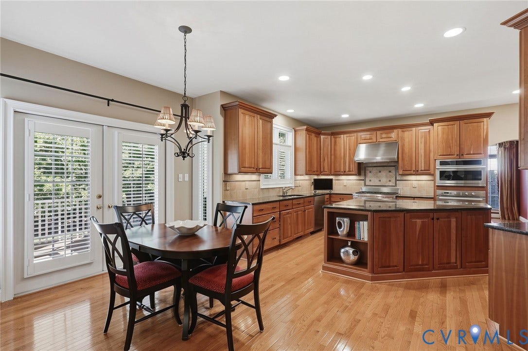 3012 Hedgeway Place, Tarrington, Midlothian, VA 23113 Hardwood flooring, wood cabinetry, granite countertops, stainless steel appliances, and recessed lighting