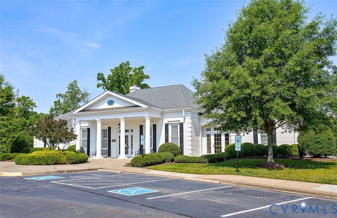 3012 Hedgeway Place, Tarrington, Midlothian, VA 23113 Colonial-style facade with white columns, symmetrical black shutters, a gabled roof, and extensive perimeter landscaping