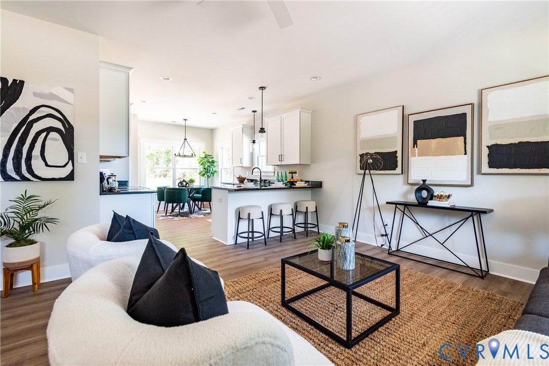 1343 Stokes Station Road, Goochland, VA 23063 Open-concept living space featuring recessed lighting, and a kitchen peninsula with seating