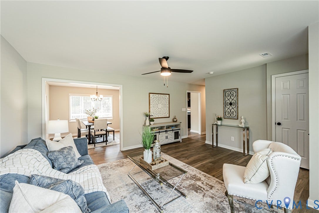 2702 Manchester Drive, New Birchett Estates, Prince George, VA 23875 Recessed lighting, wood-finish flooring, and a ceiling fan