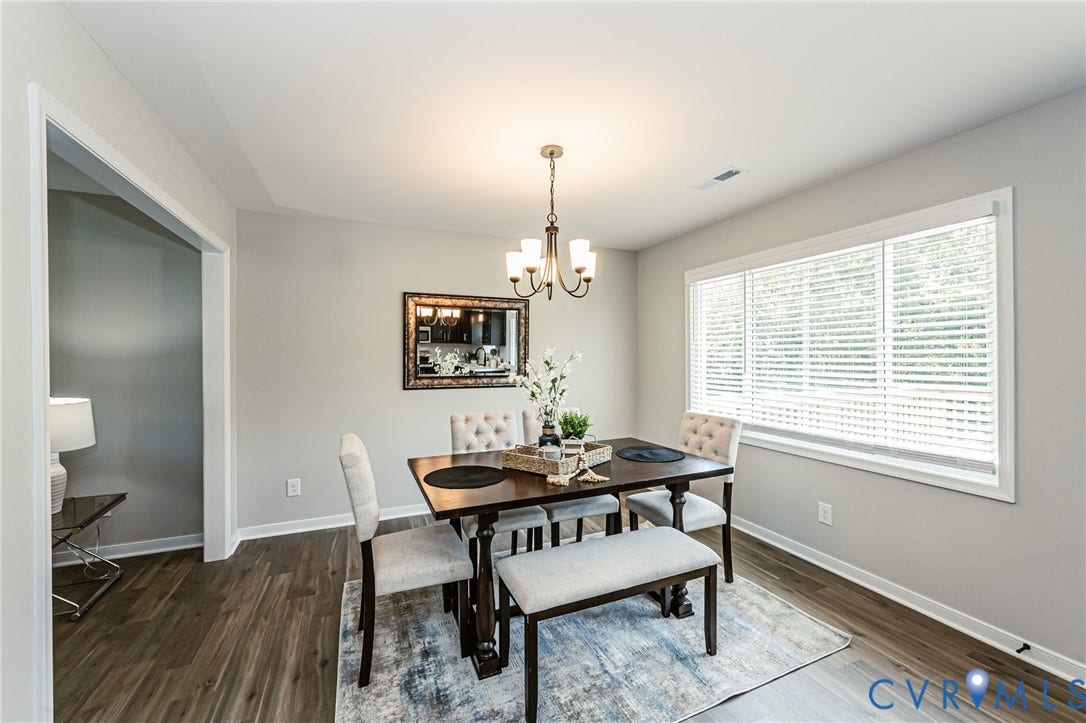 2702 Manchester Drive, New Birchett Estates, Prince George, VA 23875 Recessed lighting, wood-finish flooring, white trim, and a window with blinds