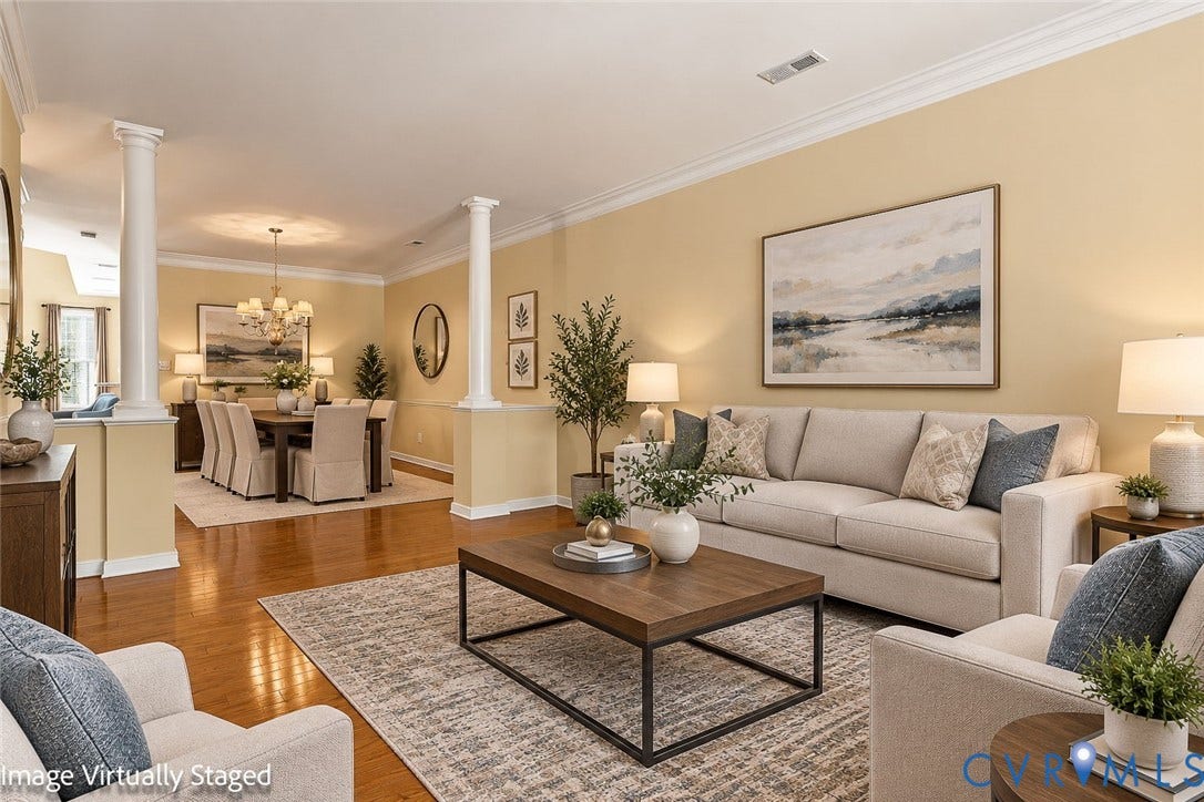 13805 Woodbridge Crossing Way, The Greens, Midlothian, VA 23112 VIRTUALLY STAGED living room