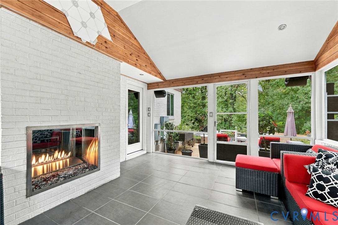 3321 Northridge Road, Richmond, VA 23235 Screened porch with fireplace