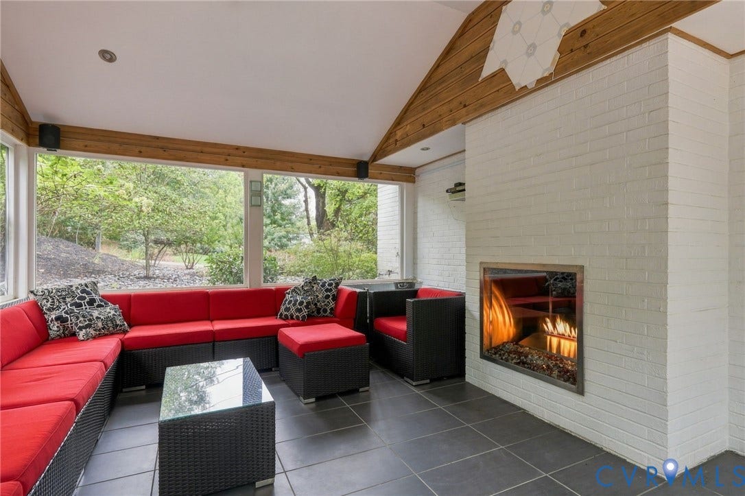 3321 Northridge Road, Richmond, VA 23235 Screened porch with fireplace