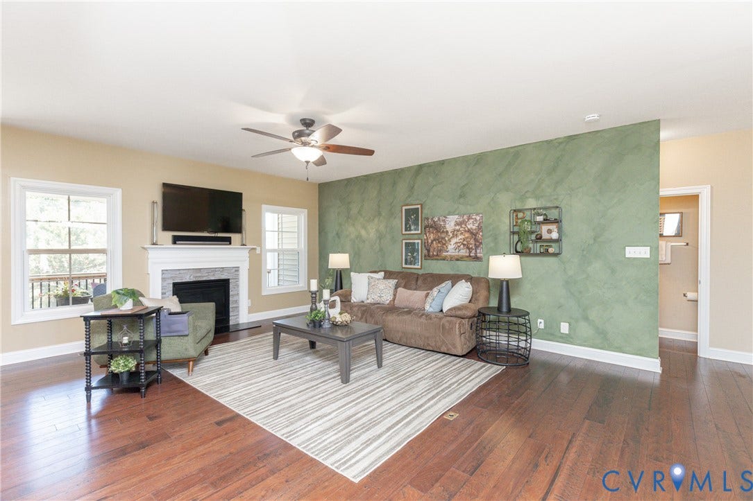 14806 Creekbrook Terrace, Brookcreek Estates, Midlothian, VA 23113 Hardwood-finish flooring, recessed lighting, and a ceiling fan with integrated lighting