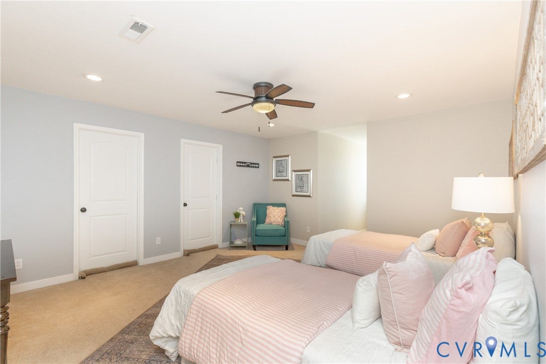14806 Creekbrook Terrace, Brookcreek Estates, Midlothian, VA 23113 Recessed lighting, ceiling fan, and light-toned carpeting
