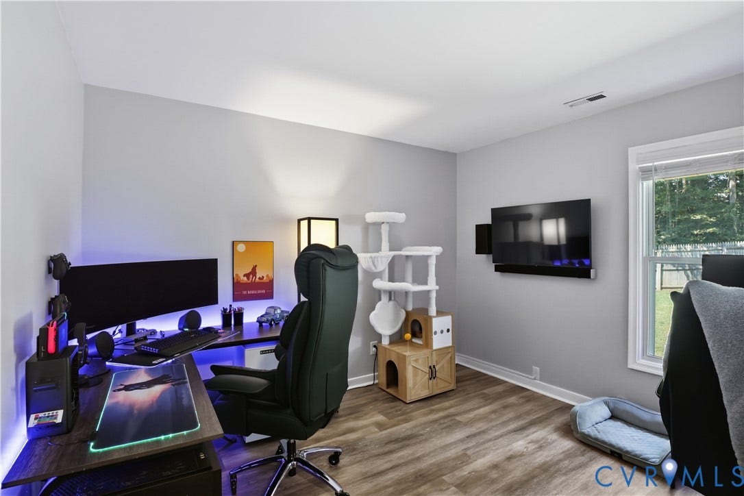 13602 Velvet Antler Place, Midlothian, VA 23112 Wood-finish flooring with light gray walls and a single window. BEDROOM/OFFICE