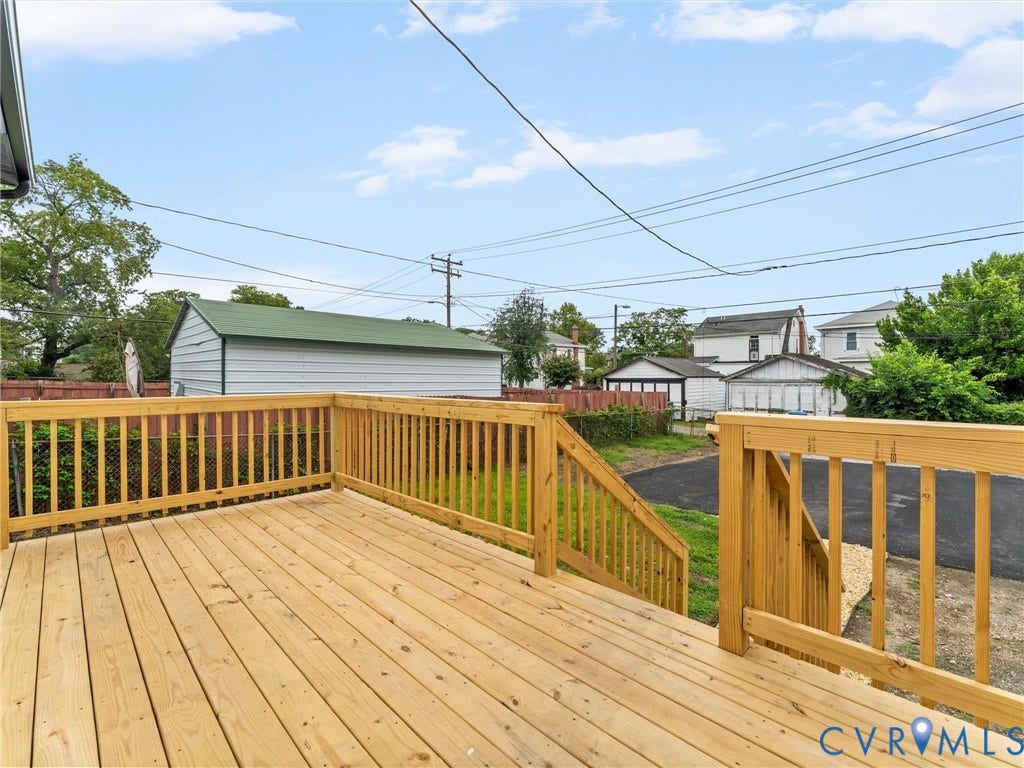 2623 Northumberland Avenue, Richmond, VA 23220 Expansive wood deck with natural wood railing and stairs