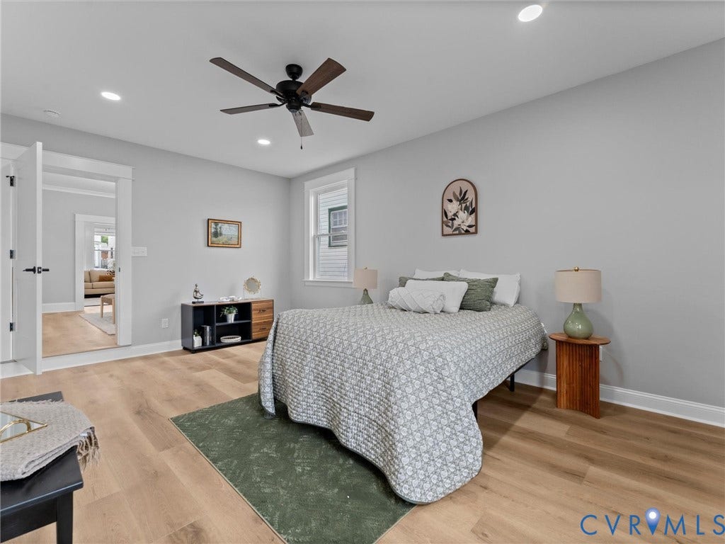 2623 Northumberland Avenue, Richmond, VA 23220 Recessed lighting, wood-finish flooring, ceiling fan, white trim, and a window