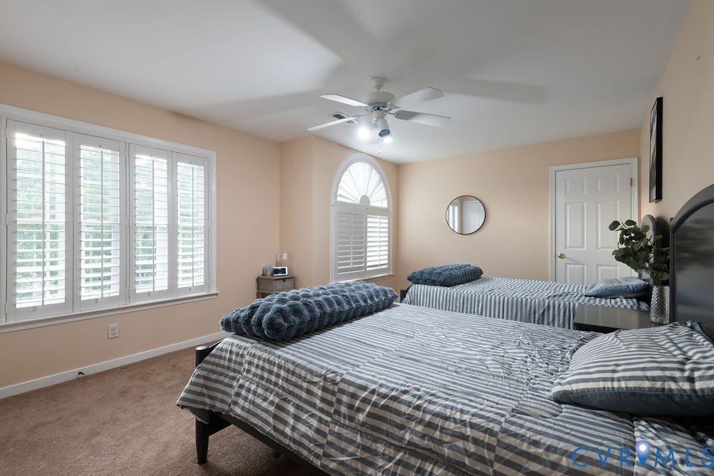 14107 Beachmere Road, Stoney Glen South, Chester, VA 23831 Triple window with white plantation shutters