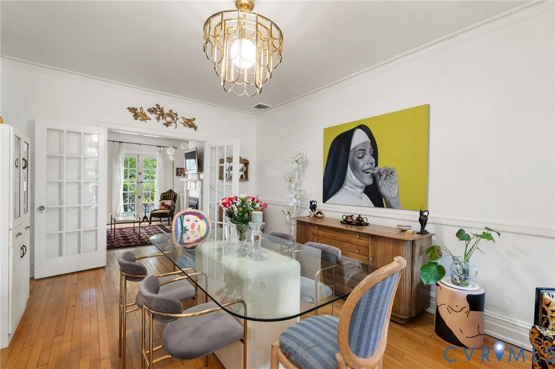 2415 Maplewood Avenue, Byrd Park, Richmond, VA 23220 Hardwood flooring, crown molding, and wainscoting details