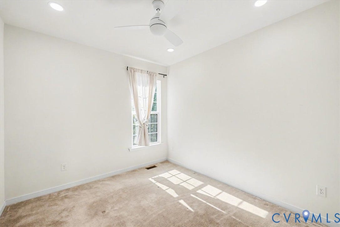 1141 Broad Hill Trace, Saunders Station Townes, Henrico, VA 23233 Recessed ceiling lighting, ceiling fan, carpet flooring, and a double-hung window