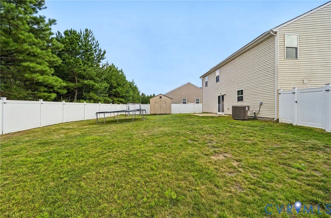 5713 Bison Ford Court, Chesterfield, VA 23234 Expansive grassy yard with full privacy fencing and mature trees