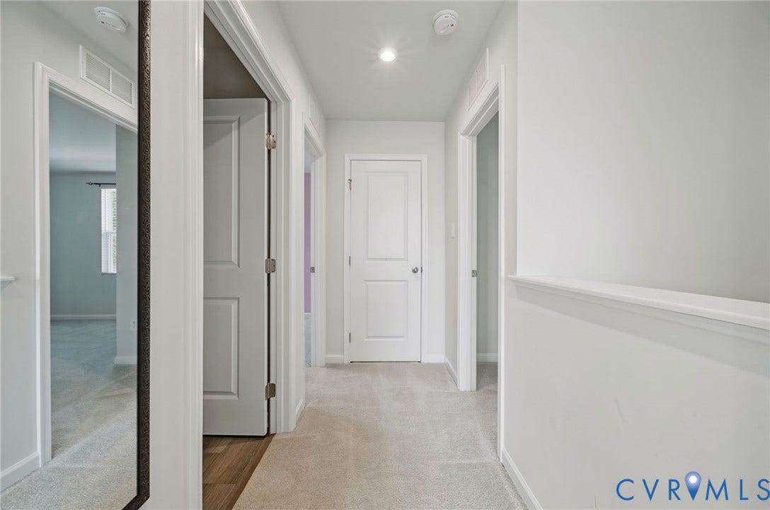5713 Bison Ford Court, Chesterfield, VA 23234 Hallway featuring neutral carpet flooring, recessed lighting, and white paneled doors
