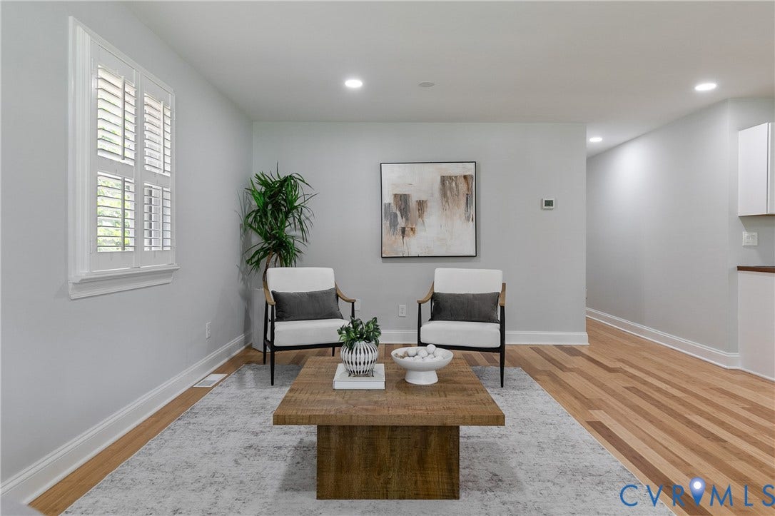 2203 Wedgewood Avenue, Henrico, VA 23228 Recessed lighting, light wood-finish flooring, plantation shutters, and a neutral wall palette