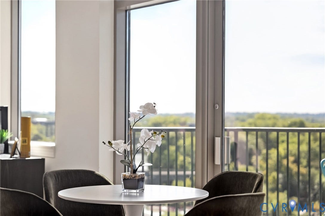 1101 Haxall Point, #U514, Richmond, VA 23219 Sliding glass doors opening to a balcony with metal railings
