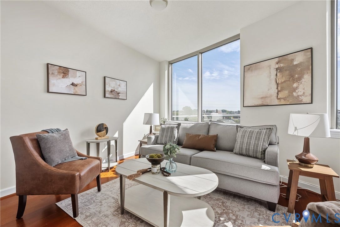 1101 Haxall Point, #U514, Richmond, VA 23219 Hardwood flooring, expansive windows, crisp white walls, and recessed lighting