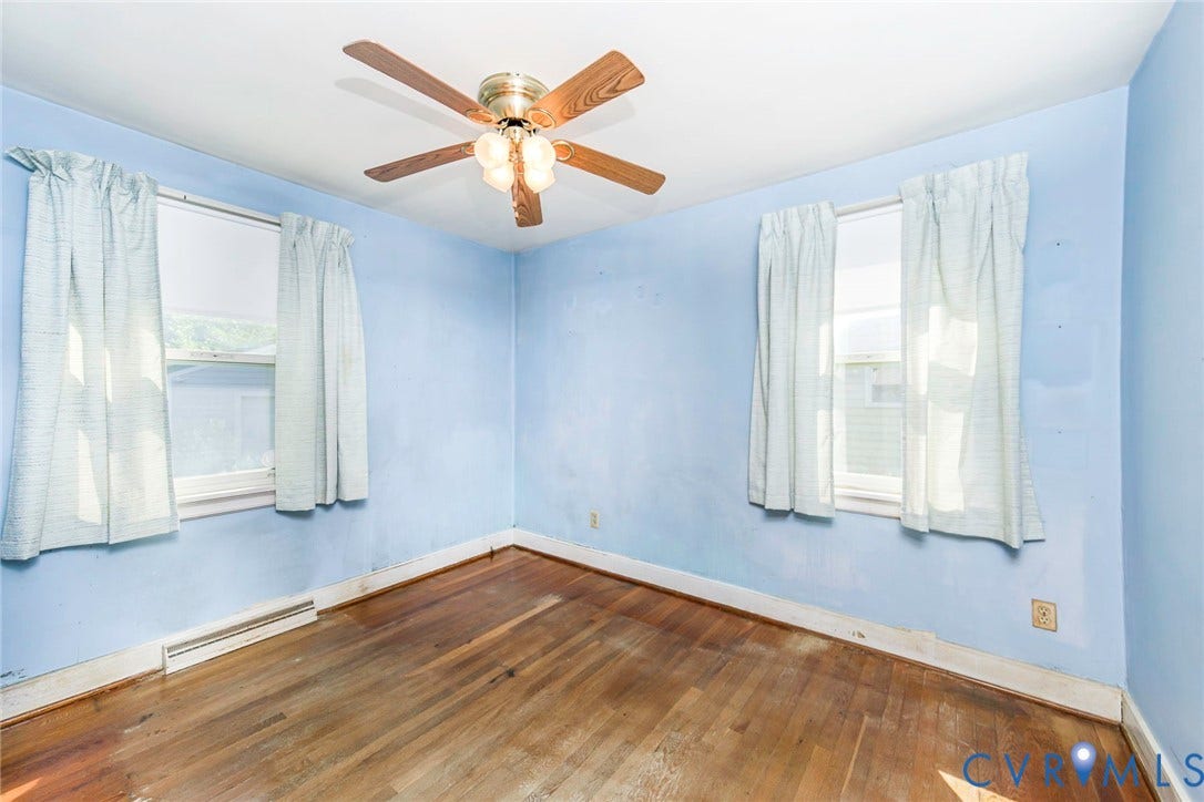 Bedroom 2 with Hardwood Floors & CF