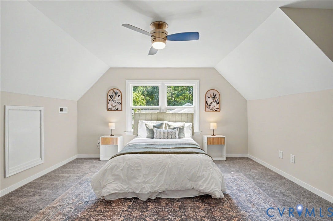 Neutral wall tones with sloped ceilings