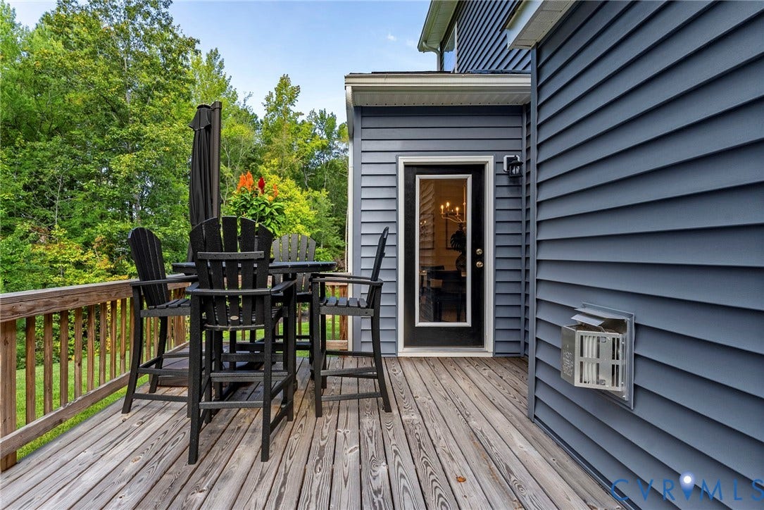 Exterior wood deck featuring a wood railing