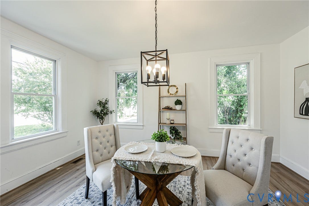 4008 River Road, Chesterfield, VA 23803 Recessed lighting, wood-finish flooring, white walls, and multiple windows with white trim