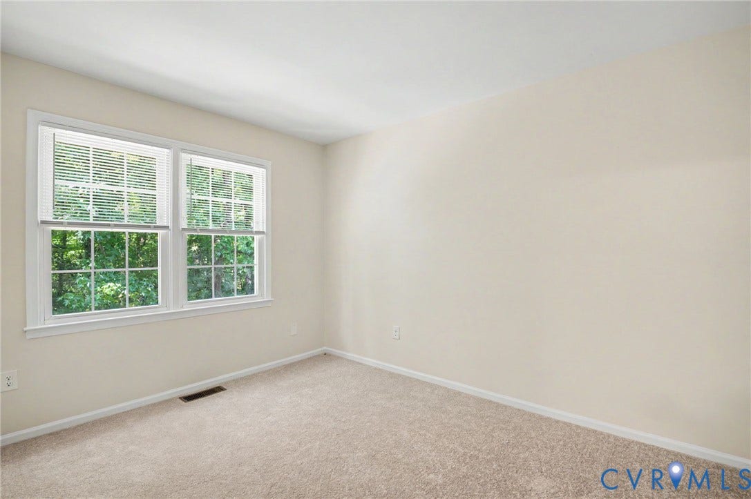 1555 Skirmish Run Drive, #1555, Henrico, VA 23228 Neutral paint palette, natural light, white window trim, and wall-to-wall carpeting