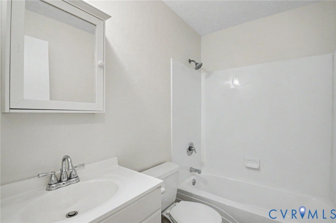 1555 Skirmish Run Drive, #1555, Henrico, VA 23228 White vanity with an integrated sink and chrome faucet