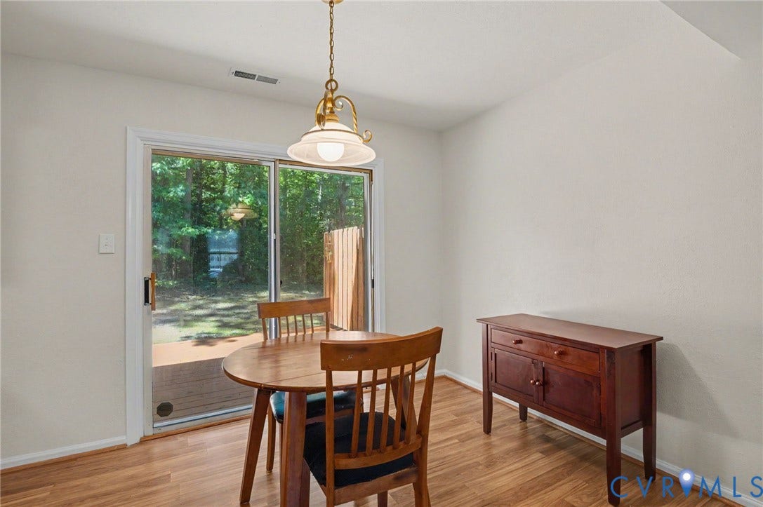 1555 Skirmish Run Drive, #1555, Henrico, VA 23228 Wood-finish flooring, sliding glass door, overhead light fixture, light wall tones, white trim
